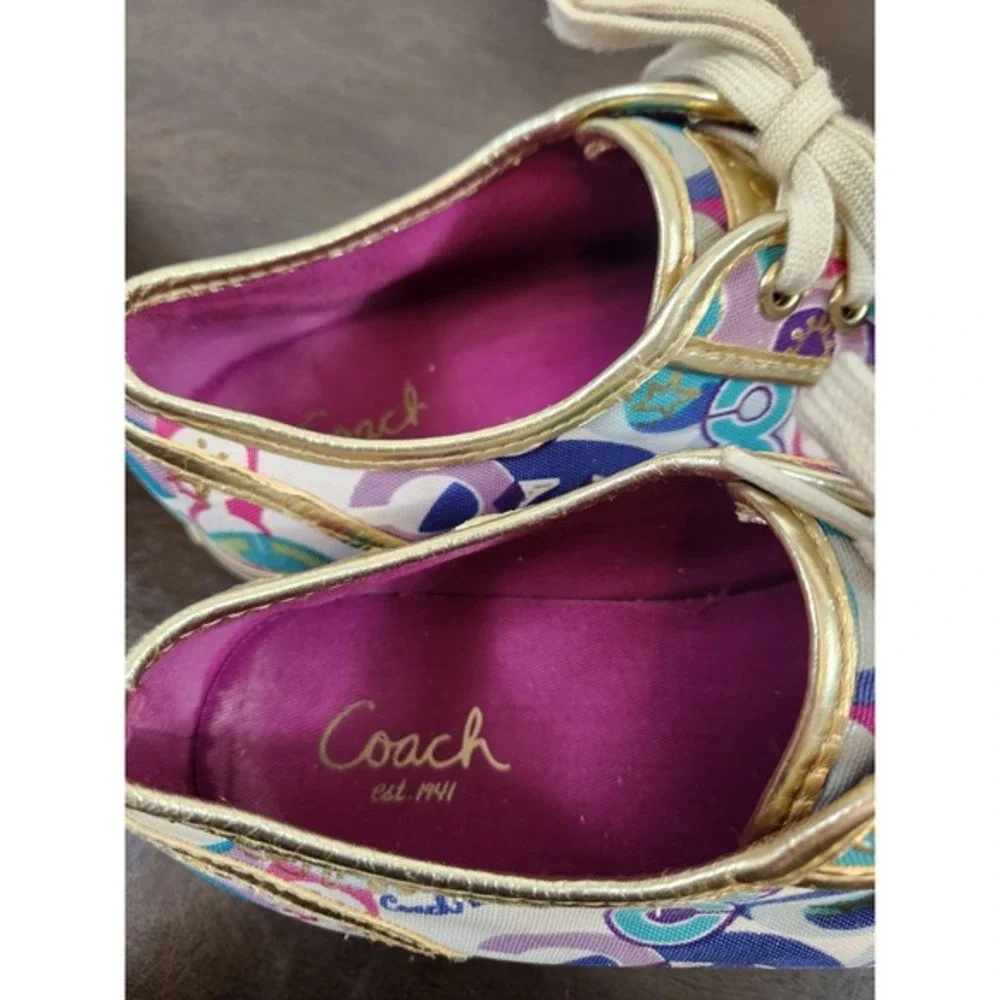 Coach Sneakers Low Top Canvas Colorful Pattern Casual Shoes Size 7.5‎ - Picture 6 of 7